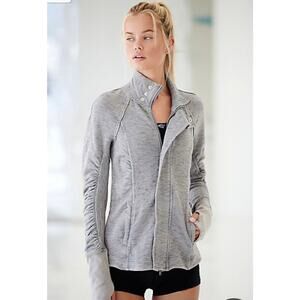 Free People Movement Cool Zip Jacket Gray Womens Medium Pockets *READ